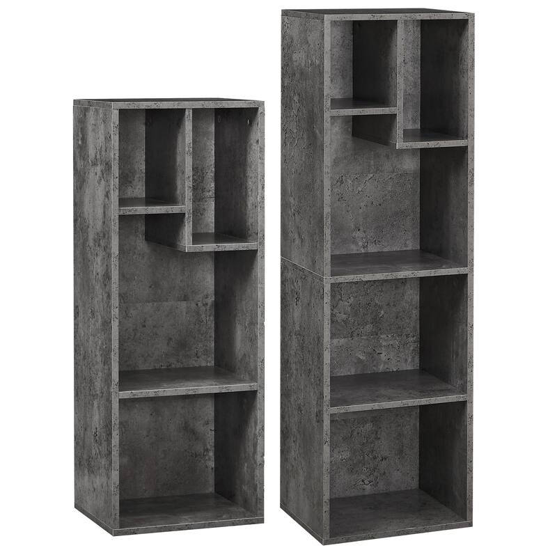 VECELO 3-Tier Bookcase and 4-Tier Bookcase set, Modern & Contemporary Wooden Bookshelf sets(set of 2) - Grey(set of 2)