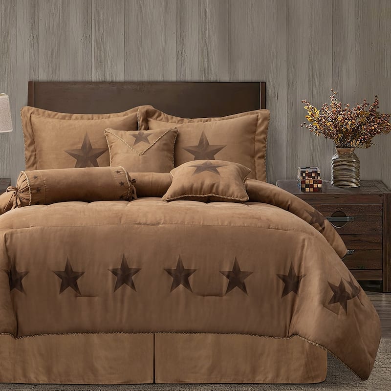 Paseo Road by HiEnd Accents Luxury Star Western Faux Suede Comforter Set, 7PC
