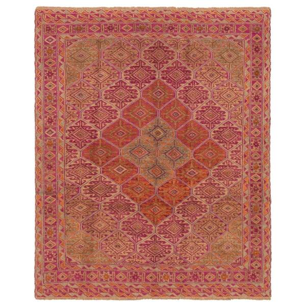 slide 1 of 9, ECARPETGALLERY Hand-knotted Tajik Caucasian Purple Wool Rug - 5'2 x 6'4