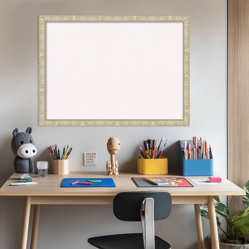 Lila Silver Wood Framed Cork Board - Bulletin Board, Organization Board, Pin Board