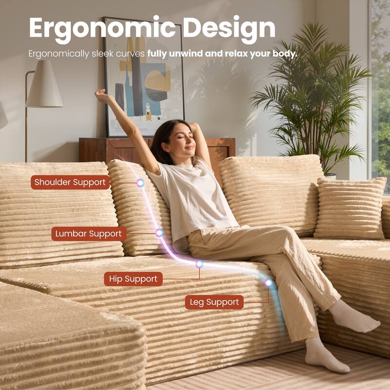 VIOS No-Assembly Plush Fabric Sofa Set​