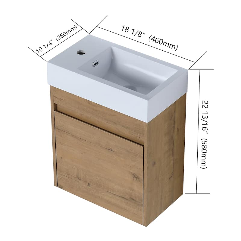 BNK 16/18 Inch Single Sink Bathroom Vanity with Soft Close Door