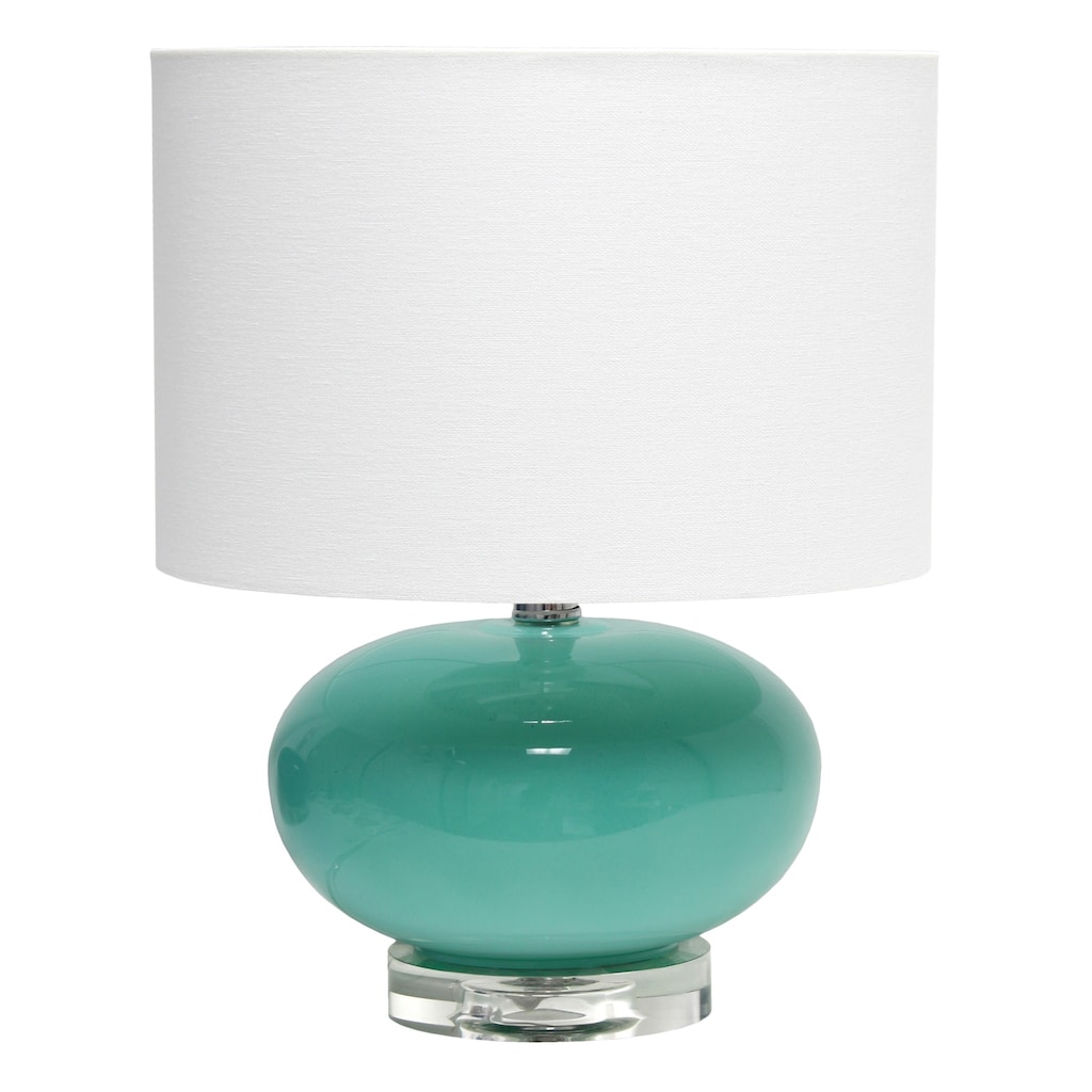 15.25 in. Aqua Finish Table Lamp with White Shade, Sturdy Table Lamp for Living Rooms and Bedrooms