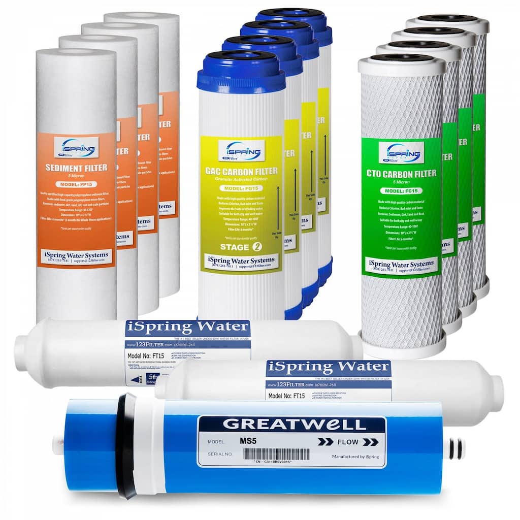 iSpring, 500 GPD Tankless RO System Replacement Filter Set, 2-year Supply, fits RCS5T