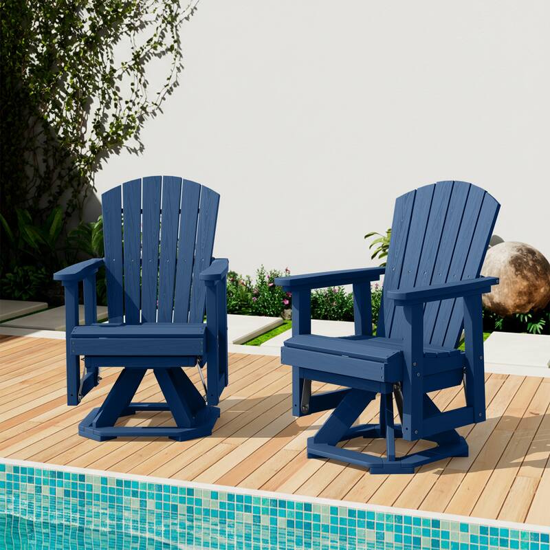 HDPE Adirondack Swivel Glider, Outdoor Patio Chair - 2 Pieces - Navy