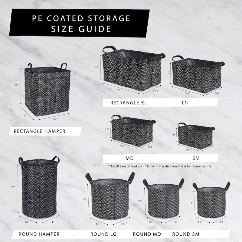 Cotton Polyester Laundry Bin Stripe Rectangle (Set of 2)