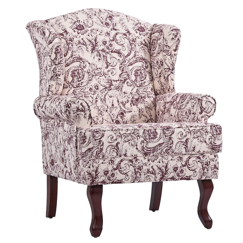 Elegant Living Room Wing Back Arm Chair Upholstered Accent Chair