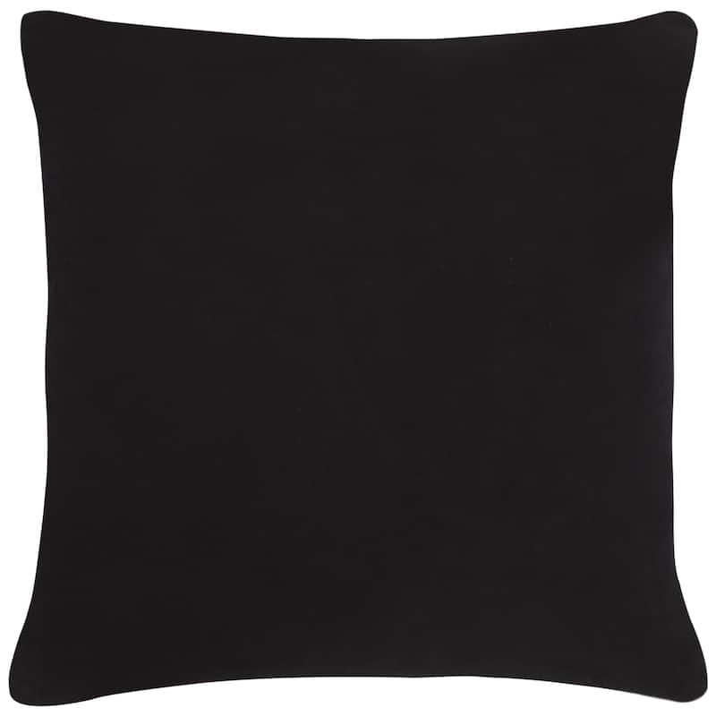 SAFAVIEH Home Rhea 18-inch Square Black/Ivory Cotton Velvet Decorative Throw Pillow