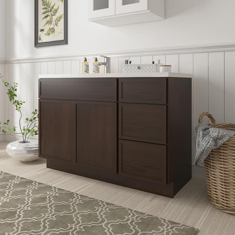Vanity Art 54" Birch Freestanding Bathroom Vanity Cabinet without Top