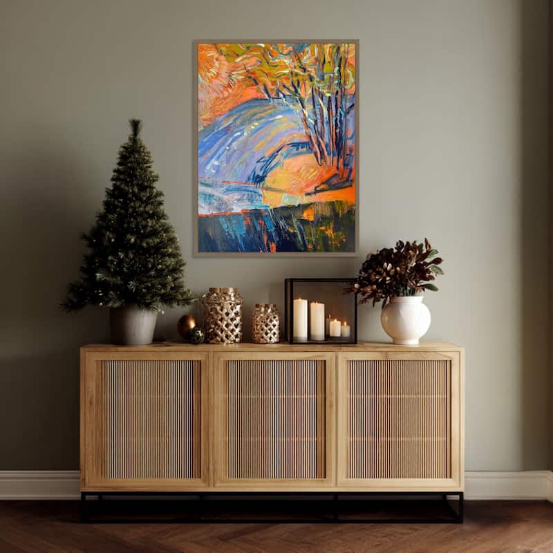 Cadmium Winter Solstice III by Dorothy Fagan (23 x 30 in.), Framed Canvas Wall Art Print - Sylvie Dark Gold