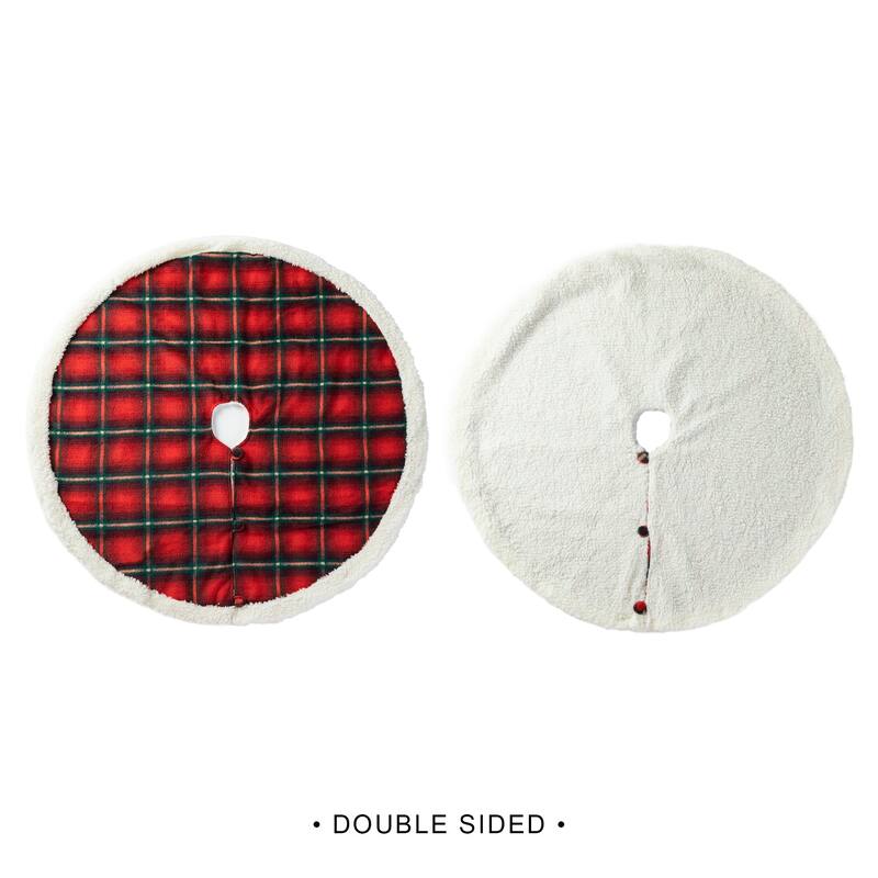 Glitzhome 48"D or 60"D Reversible Classic Plaid Flannel Christmas Tree Skirt