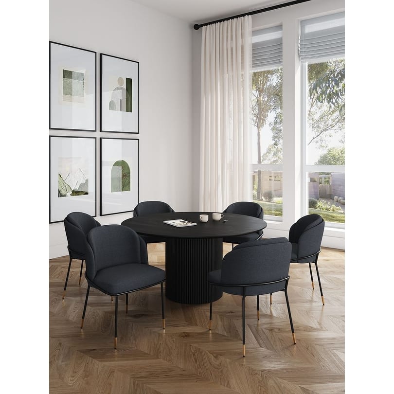 Manhattan Comfort 7-Piece Hathaway Flor Modern 59.05 Solid Wood Round Dining Set