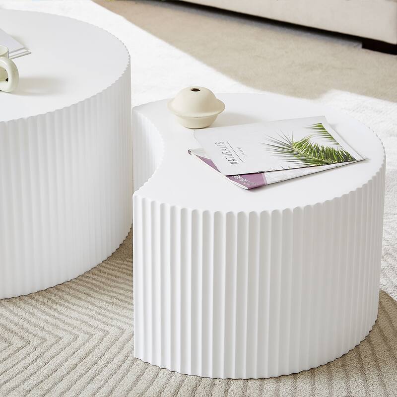 GDF Studio - Carysfort Modern Handcrafted Relief Wood Nesting Table Set