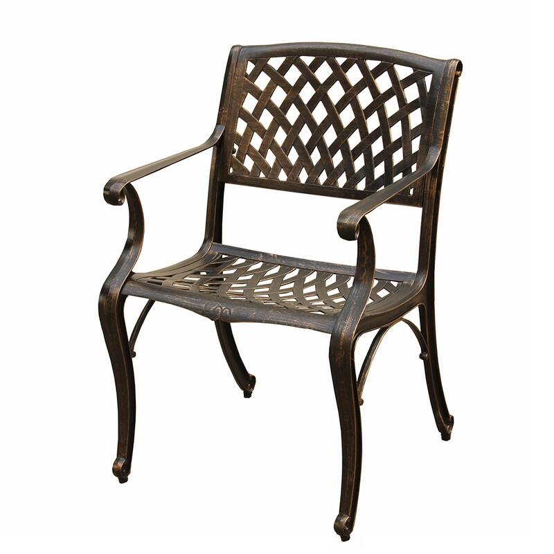 Outdoor Lattice 59 in. Round Dining Set with Lazy Susan and Six Chairs - N/A