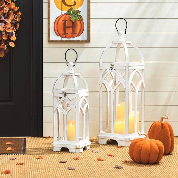 Glitzhome Set of 2 Wooden Church Style Fall Decorative