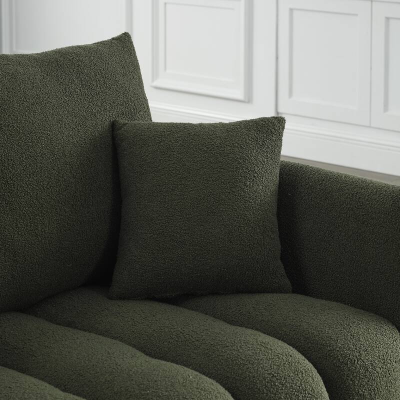 Premium Teddy Fabric Sofa with 3 Back Pillows and 3 Back Cushions