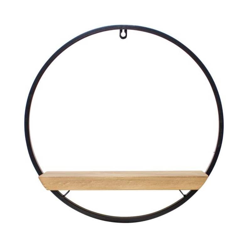 Rustic Circular Shelf - 17.5" - Brown and Black