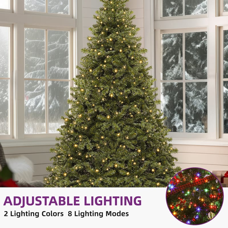 6/7.5Ft Pre-Lit Spruce Christmas Tree, Artificial Xmas Tree with 880 Branch Tips and 250 Lights for Home