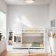preview thumbnail 2 of 10, Full-Over-Full Bunk Bed with 2 Drawers, Castle Style Bed with 3 Storage Shelves, Storage Bed with Slide, White