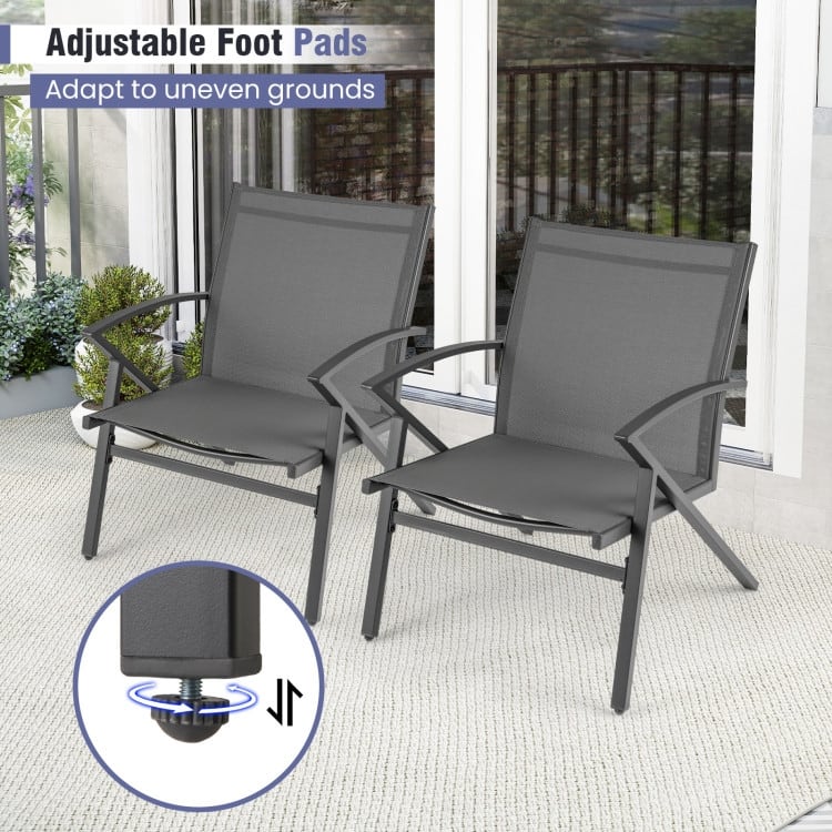 Grey Fabric Metal Patio Chairs Set of 2 Outdoor Lawn Seating Set - 26" × 24" × 30.5"