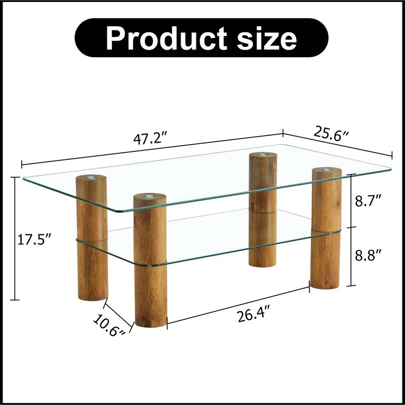 Double-layer Transparent Tempered Glass Coffee Table