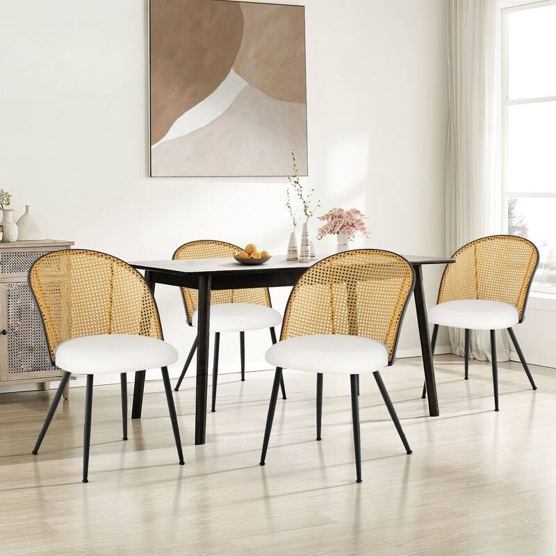 Modern Upholstered Rattan Dining Chairs Set of 2/4