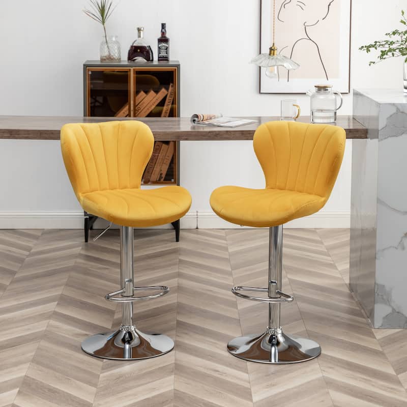 Roundhill Furniture Ellston Upholstered Adjustable Swivel Barstools, Set of 2