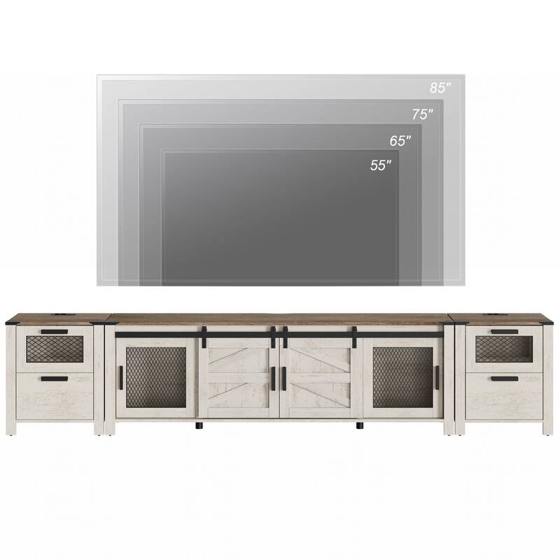WAMPAT TV Stand set with Charging Station and Drawers - 1 Pack