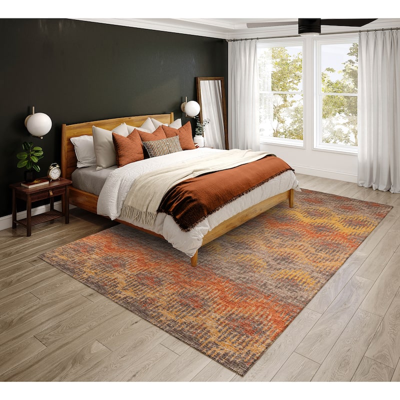 Indoor/ Outdoor Addison Bravado Modern Chevron Washable Area Rug - 9' x 12' - Canyon