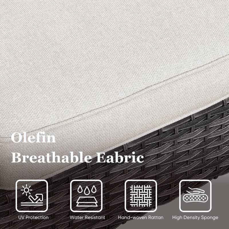 Outdoor Sofa Chairs Ottomans & Fire Table Grey-Beige - Grey