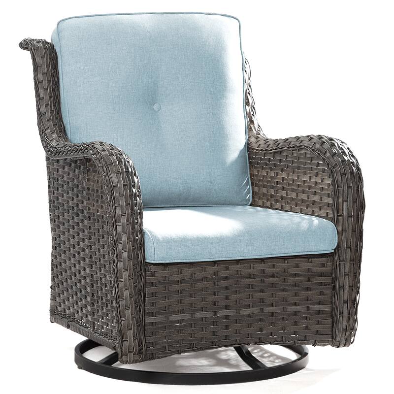 Cozywor Brown Wicker Patio Swivel Rocking Chair