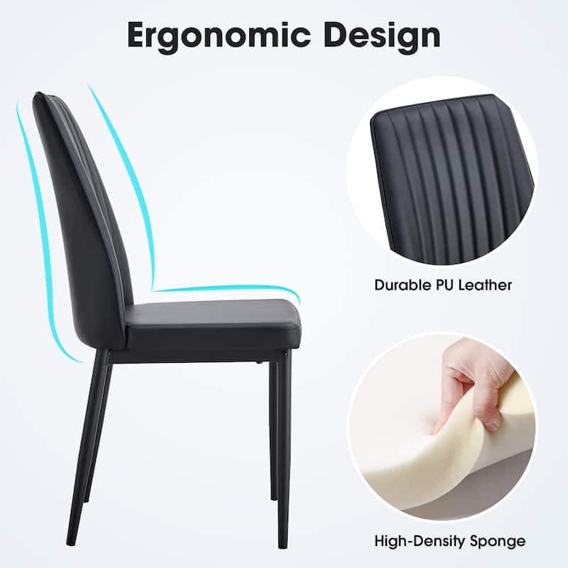 Modern Dining Chairs Set of 6, with PU Upholstered Seat and Metal Legs