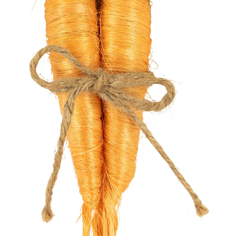 Straw Carrot Easter Decorations - 9"- Orange and Green - Set of 3