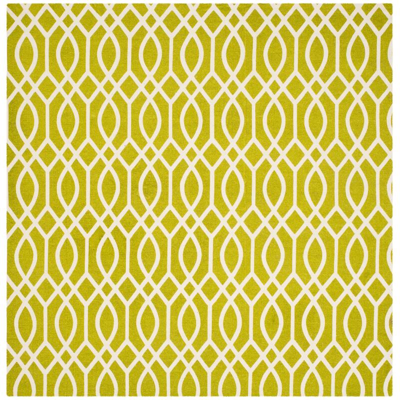 SAFAVIEH Handmade Cedar Brook Maral Modern Cotton Rug - 5' Square - Lime/Ivory