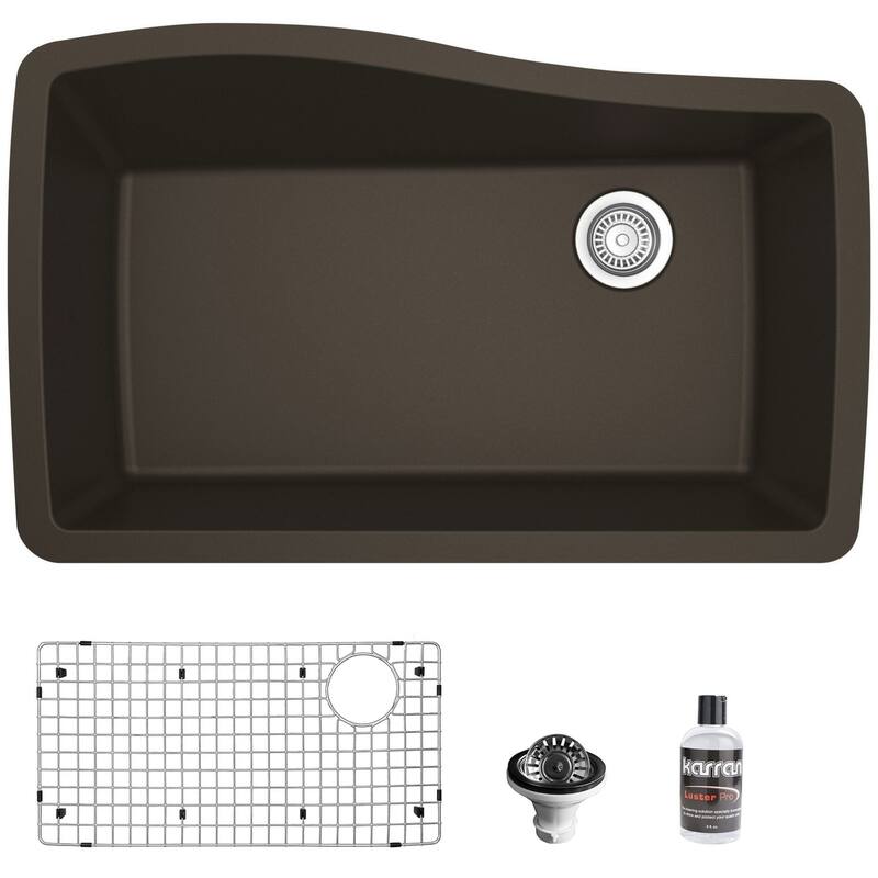 Karran USA QU-722-PK1 Quartz QU 33-1/2" Undermount Single Basin Quartz - Brown