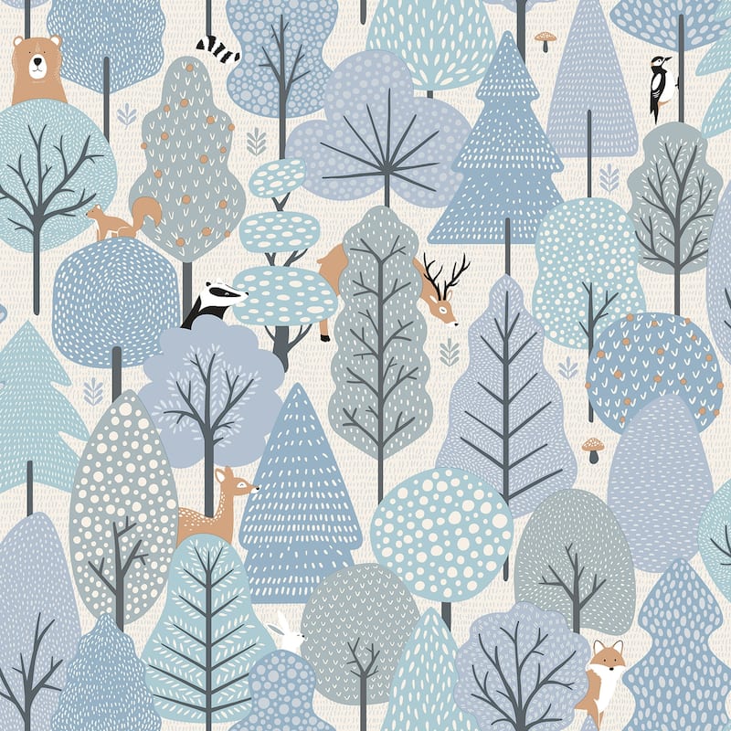 Veer Decor Enchanted Forest Wallpaper - Light Blue