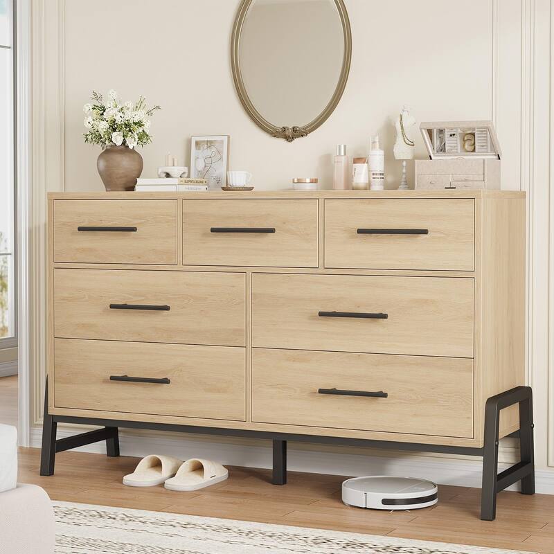 4/6/7 Drawer Dresser for Bedroom, Freestanding Wooden Storage Chest - 7-drawer - Natural