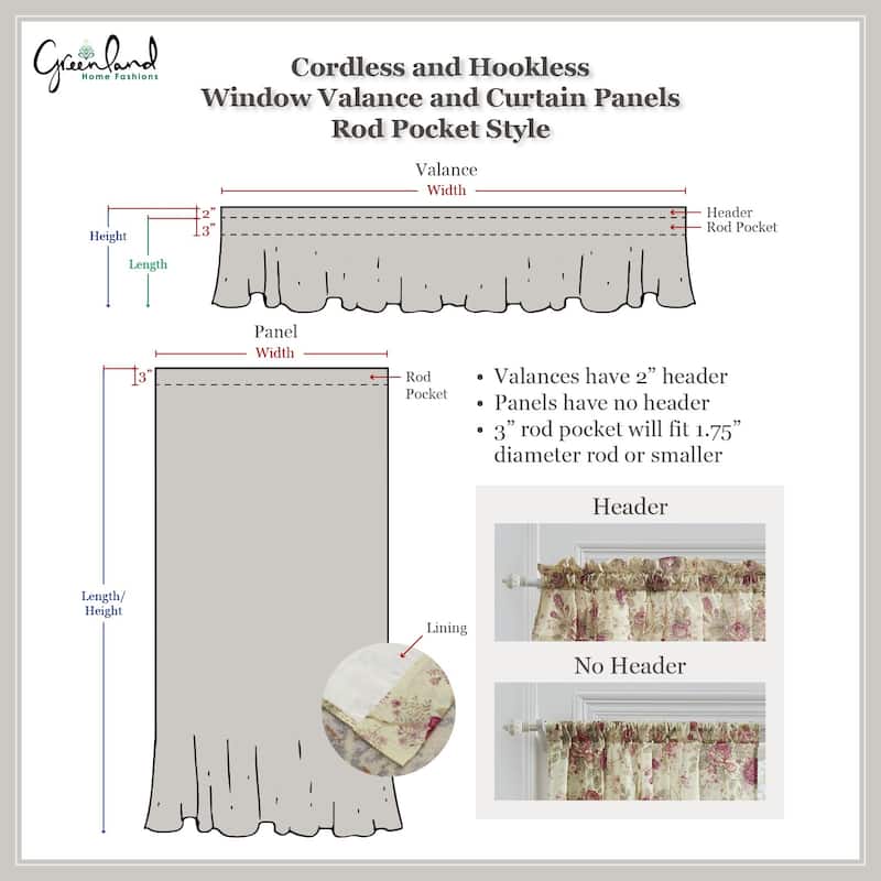 Greenland Home Fashions Antique Rose Extra Wide Curtains - 84-inch L Traditional Floral Curtain Panels (Set of 2)