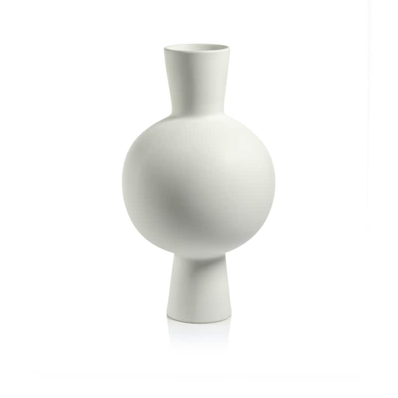 Ozamiz 17" Tall White Stoneware Vase
