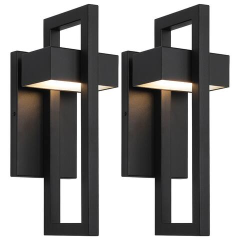 Integrated LED Black/White Aluminum Outdoor 1-Light Wall Sconce