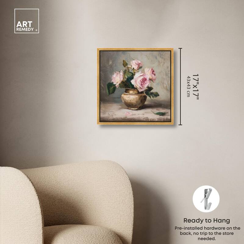 Pink Petals and Brass Canvas by Art Remedy