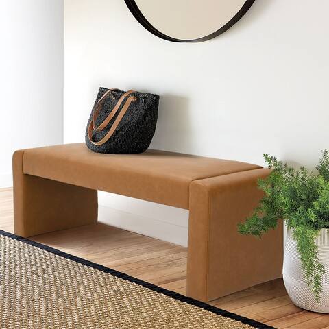 Modern Faux Leather 47" Waterfall Bench