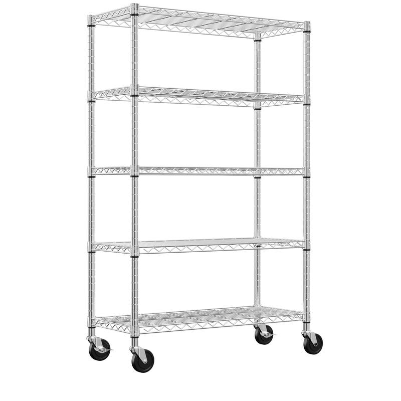 Steel Storage Shelving 6-Tier Utility Shelving Unit with Wheels, Steel Organizer Wire Rack for Home,Kitchen,Office,Garage