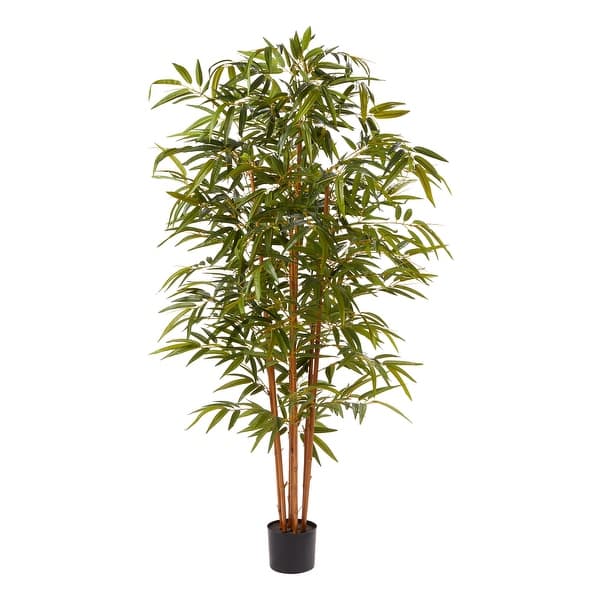 Pure Garden 6' Tall Artificial Bamboo Plant with Natural Trunk