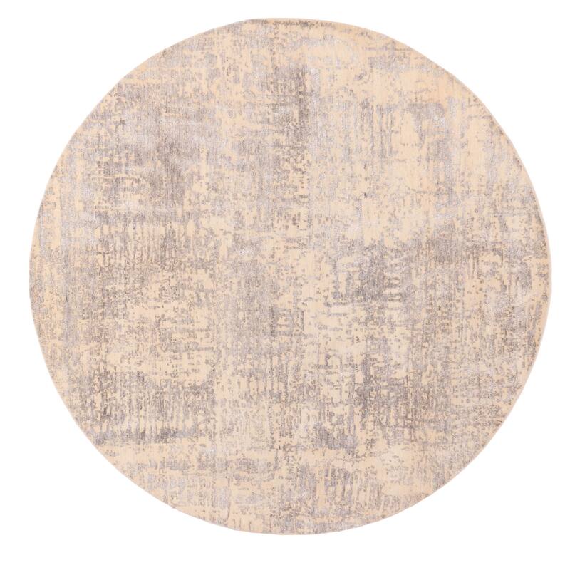 ECARPETGALLERY Hand-knotted Legacy Cream, Grey Silk, Wool Rug - 8'0 x 8'0