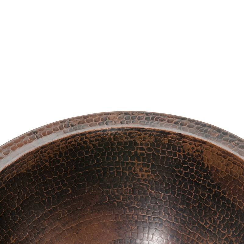 14-in Round Under Counter Hammered Copper Bathroom Sink (LR14FDB)