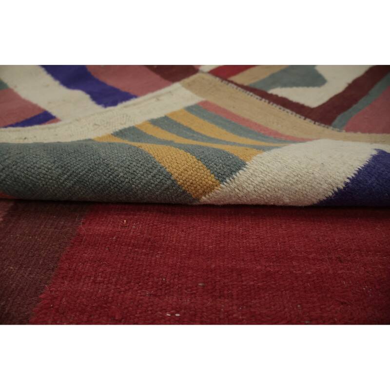 Hand Woven Oriental 100% Wool Carpet Southwestern Tribal Multi-Colored Kilim Area Rug - 9' 8'' X 7' 11''