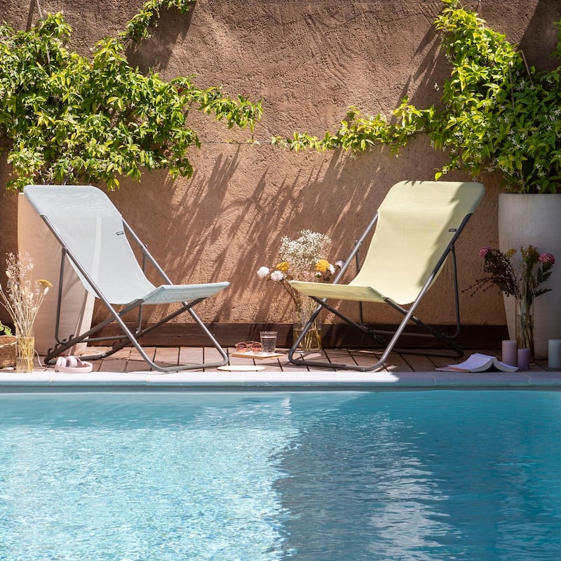 Lafuma Maxi Transat Batyline®ISO Folding Deckchair - Set of 2 - Etamine Yellow