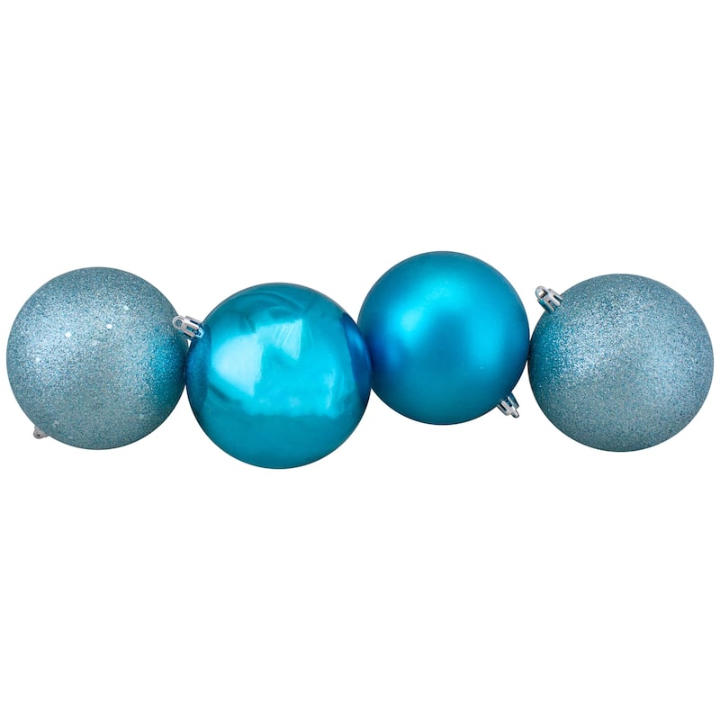 32ct Blue Shatterproof 4-Finish Christmas Ball Ornaments 3.25"
