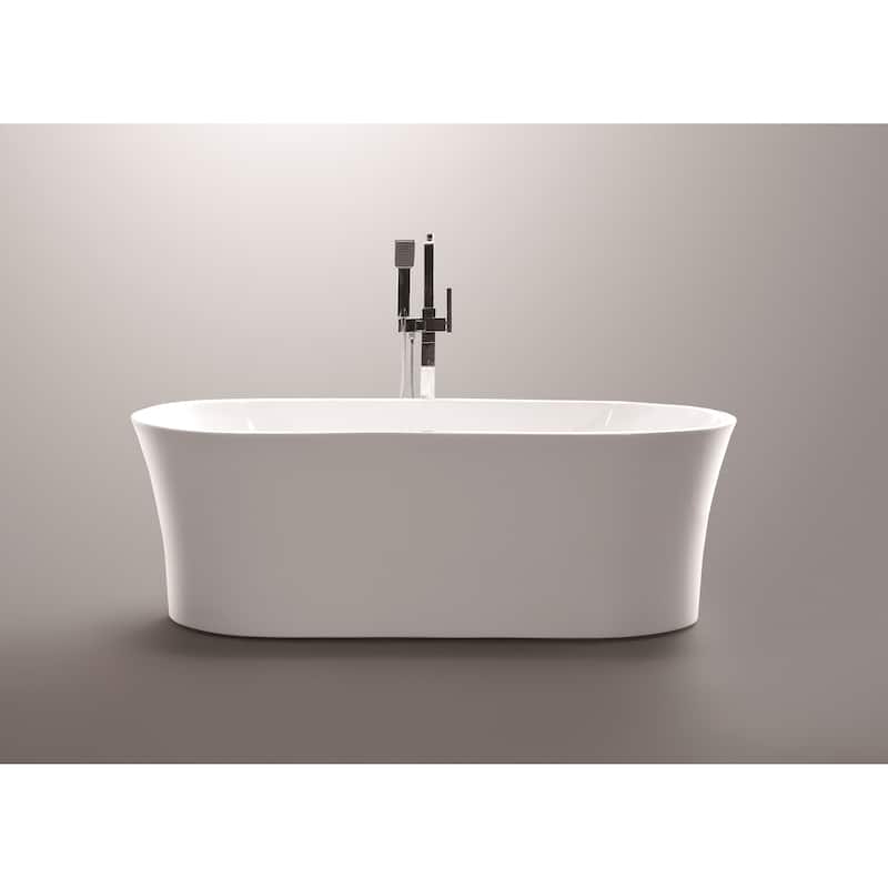 Vanity Art 62" Acrylic Freestanding Bathtub Stand Alone Soaking Tub with Pop-up Drain